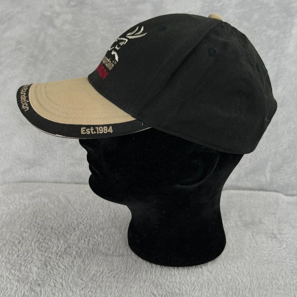 Rocky Mountain Elk Foundation Hat Black Tan RMEF Embroidered Hunting Strapback